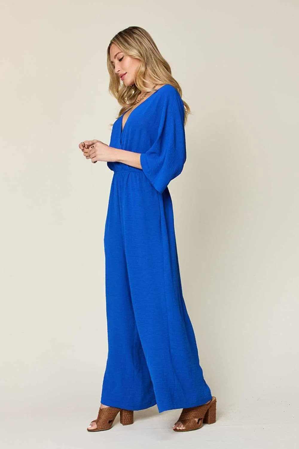 Chic surplice wide leg jumpsuit - Love Salve